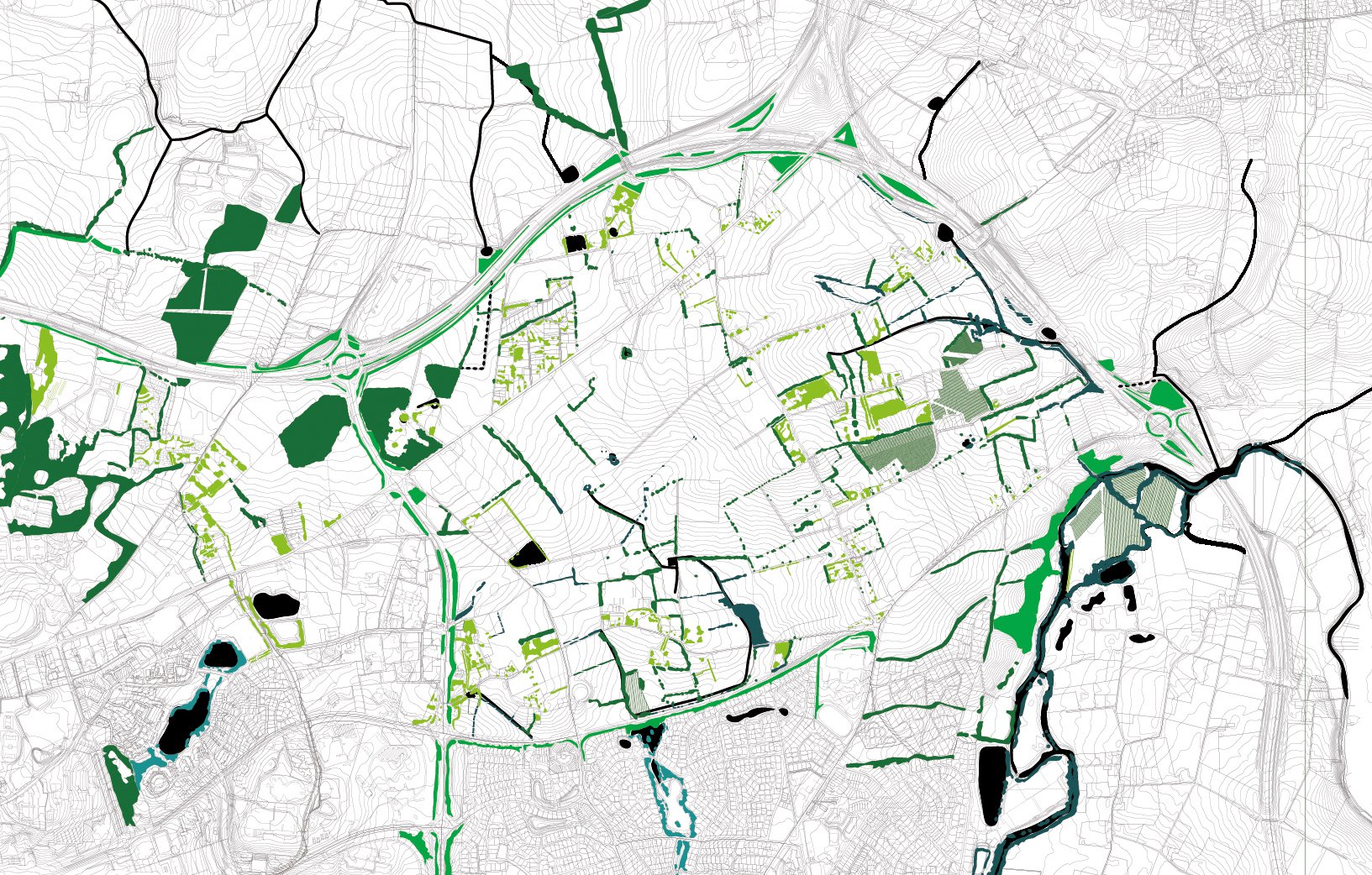 L‘armature arborée agricole, transposable en une « forêt linéaire ».